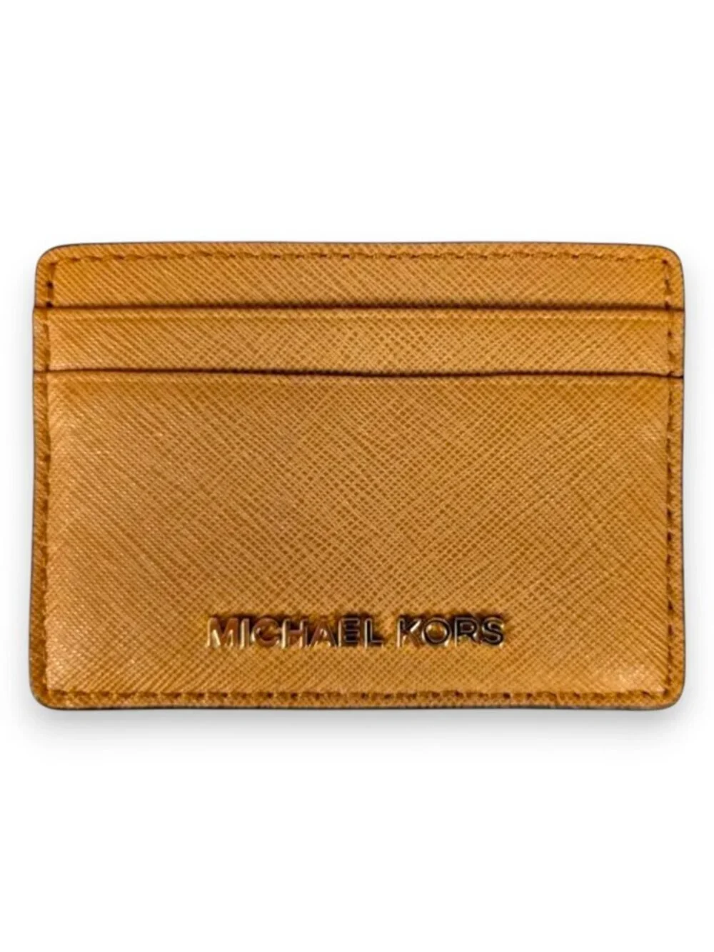 Michael Kors Tan Card Holder Jet Set Pepple Leather NWOT